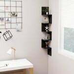 vidaXL Étagère d'angle murale Noir 20x20x127 5 cm Bois d’ingénierie