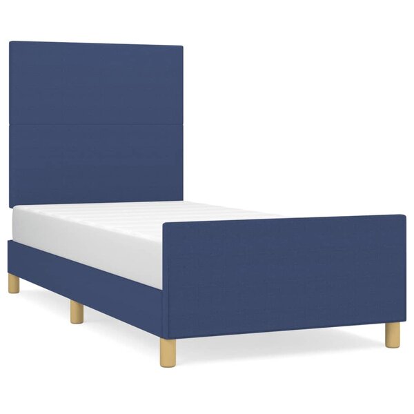 vidaXL Cadre de lit sans matelas bleu 90x190 cm tissu
