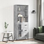 vidaXL Buffet haut Gris béton 69 5x34x180 cm Bois d'ingénierie