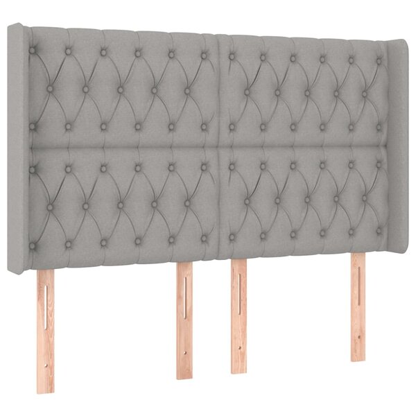 vidaXL Tête de lit avec oreilles Gris clair 163x16x118/128 cm Tissu
