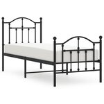 vidaXL Cadre de lit métal avec tête de lit/pied de lit noir 75x190 cm