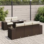 vidaXL Salon de jardin avec coussins 6 Pièces marron résine tressée