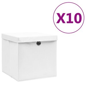 vidaXL Boîtes de rangement avec couvercles 10 Pièces 28x28x28 cm Blanc