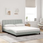 vidaXL Lit avec matelas Hanko gris clair 160x200 cm velours