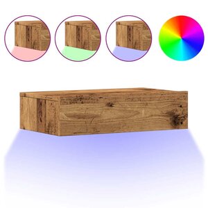 vidaXL Meuble TV avec éclairage LED vieux bois 60x35x15 5 cm