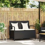 vidaXL Banc de rangement de jardin avec coussin noir résine tressée