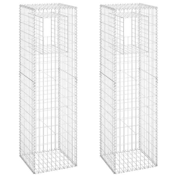 vidaXL Poteaux à panier de gabion 2 Pièces 50x50x180 cm Fer
