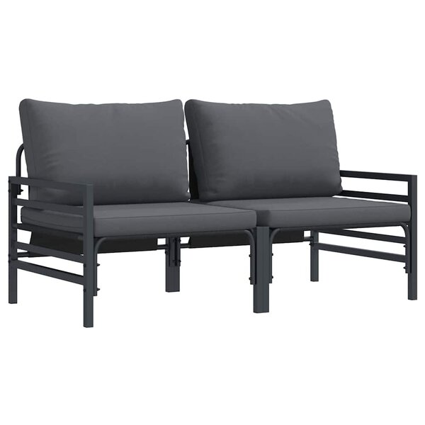 vidaXL Mobilier de jardin avec coussin 2 Pièces Anthracite Acier