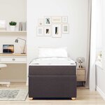 vidaXL Cadre de lit avec matelas Marron foncé 90 x 190 cm tissu