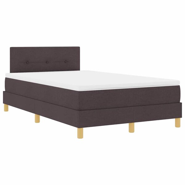 vidaXL Lit à ressort LED avec matelas Marron foncé 120 x 190 cm tissu