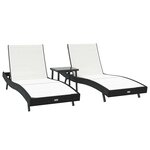 vidaXL Transat 3 pc polyrotin Noir et Blanc