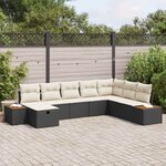 vidaXL Ensemble de canapé de jardin 8 Pièces Noir 55 x 62 x 69 cm