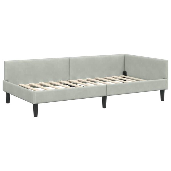 vidaXL Cadre de lit d'angle avec tête de lit Gris clair 80 x 200 cm