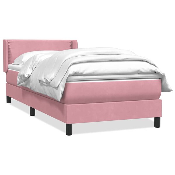 vidaXL Sommier à lattes de lit avec matelas rose 100x220 cm velours