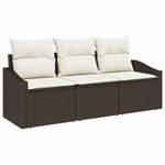 vidaXL Ensemble de canapé de jardin 3 Pièces Marron et blanc polyrotin