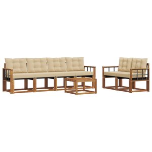 vidaXL Ensemble de canapés d'extérieur 7 Pièces Naturel et Beige