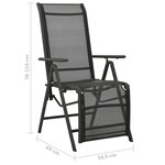 vidaXL Chaises inclinables de jardin 2 Pièces Textilène et aluminium Noir