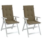 vidaXL Coussins de chaise à dossier haut lot de 2 taupe mélangé tissu