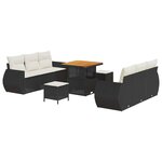 vidaXL Ensemble de canapé de jardin 9 Pièces Noir polyrotin