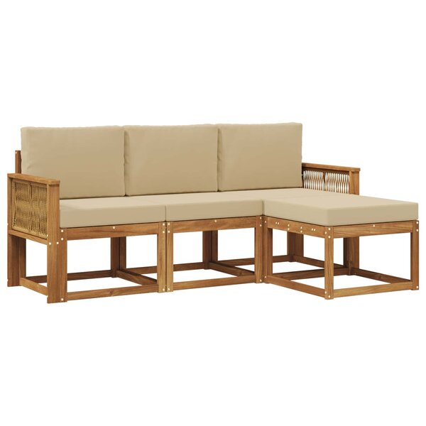 vidaXL Ensemble de canapés d'extérieur 4 pc Naturel et Beige Polyester