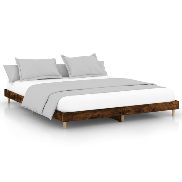 vidaXL Cadre de lit chêne fumé 180x200 cm bois d'ingénierie