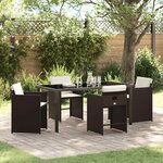 vidaXL Ensemble de salle à manger pour jardin 5 Pièces Marron polyrotin