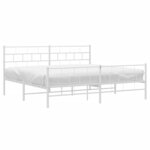 vidaXL Cadre de lit métal sans matelas et pied de lit blanc 200x200 cm