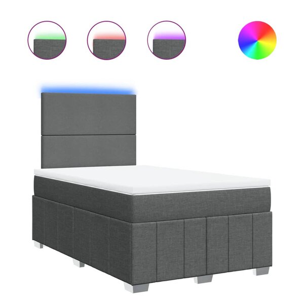 vidaXL Sommier à lattes de lit avec matelas gris foncé 120x190cm tissu