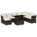 vidaXL Salon de jardin avec coussins 9 Pièces marron résine tressée