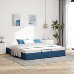 VidaXL Cadre de lit ottoman sans matelas bleu 200x200 cm tissu