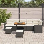 vidaXL Ensemble de canapé de jardin 9 Pièces Noir polyrotin