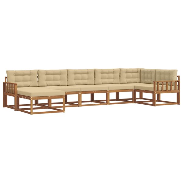 vidaXL Ensemble de canapés d'extérieur 7 pc Naturel et Beige