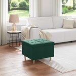 vidaXL Pouf de rangement Vert foncé 60 x 60 x 45 cm Velours