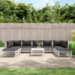 vidaXL Salon de jardin avec coussins 10 Pièces blanc acier