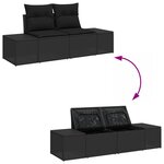 Ensemble de canapé de jardin 11 pièces avec coussins en poly rotin noir acacia