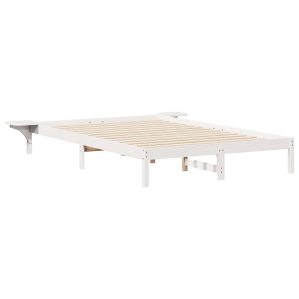 vidaXL Cadre de lit avec tables de chevet Blanc 160 x 210 cm