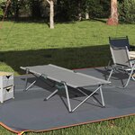 vidaXL Lit de camping pliable avec sac de transport  gris  en tissu Oxford 600D.