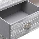 vidaXL Meuble TV Blanc et gris 108x30x40 cm Bois de Paulownia solide