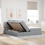 vidaXL Lit de rangement LED avec matelas Gris clair 180 x 200 cm Tissu