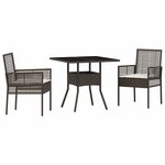 vidaXL Ensemble de salle à manger pour jardin 3 Pièces Marron Poly rotin