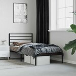 vidaXL Cadre de lit métal sans matelas avec tête de lit noir 75x190 cm