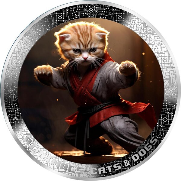 Pièce de monnaie en Argent 1000 Francs g 31.1 (1 oz) Millésime 2025 AI-Nimals KUNG FU CAT AI-NIMALS (PRÉCOMMANDE)