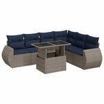 vidaXL Salon de jardin avec coussins 7 Pièces gris résine tressée acacia