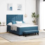 vidaXL Lit à ressorts avec matelas Bleu foncé 140 x 200 cm Velours