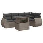 vidaXL Salon de jardin 6 Pièces avec coussins gris résine tressée