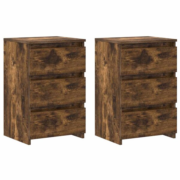 vidaXL Tables de chevet 2Pièces Chêne fumé 40x35x62 5cm Bois d'ingénierie