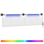 vidaXL Tête de lit suspendue Avec lumière LED Blanc Tissu