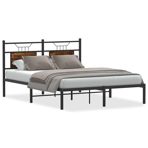 vidaXL Cadre de lit sans matelas chêne fumé 140x200 cm bois ingénierie