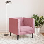 vidaXL Fauteuil Chesterfield rose velours