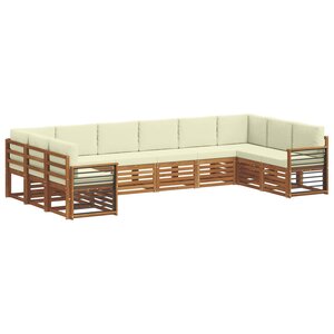 vidaXL Ensemble de canapé d'angle avec coussin 10 Pièces Naturel et Crème